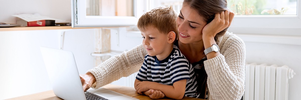 Online Student with Child