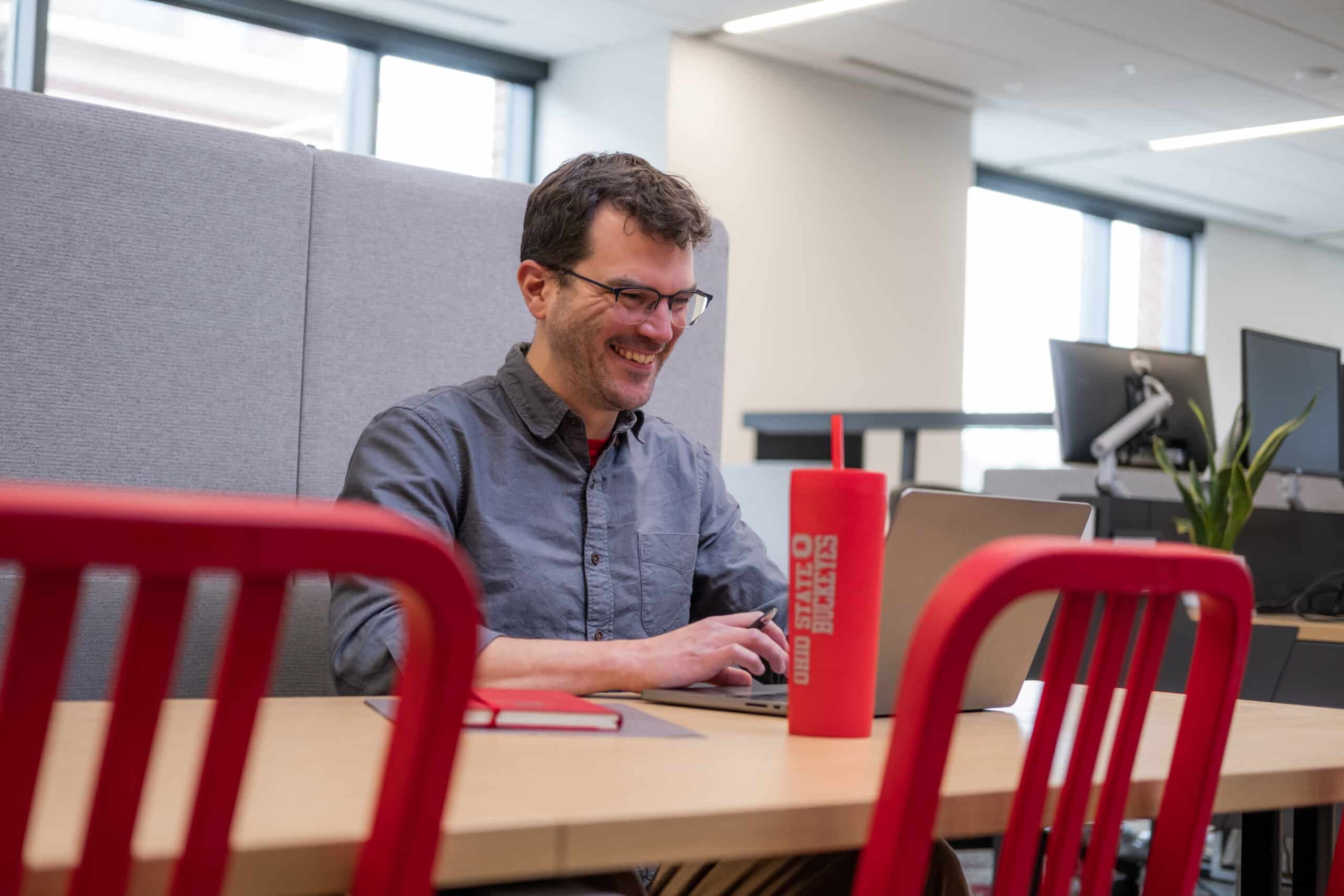 Man at computer working