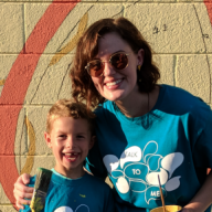 Brittany Schwarck poses with an elementary school student